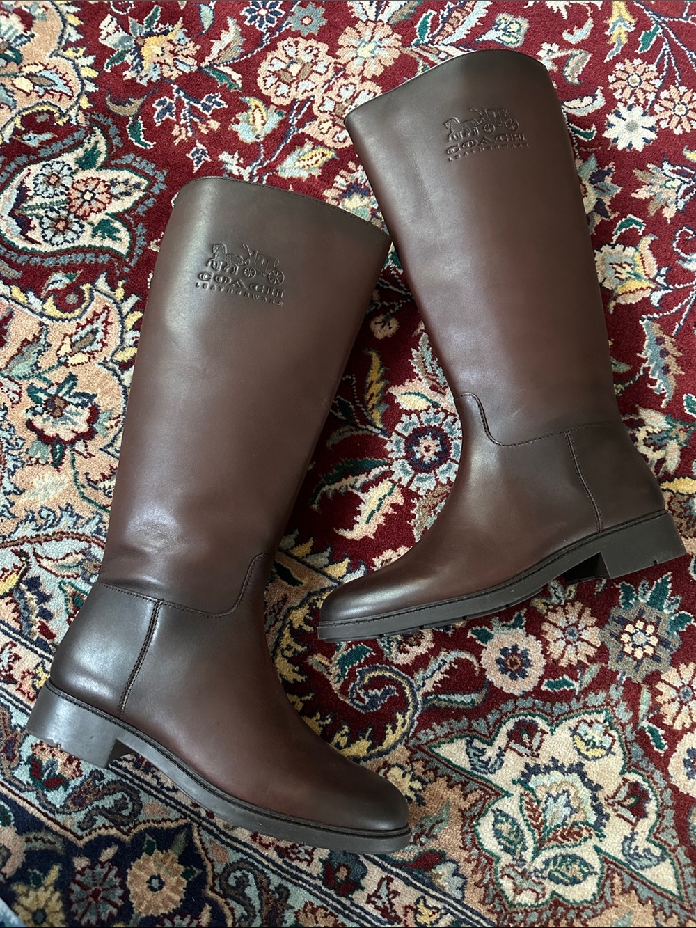 BNWOT COACH RILEE Brown Leather Knee-High Riding Boots
